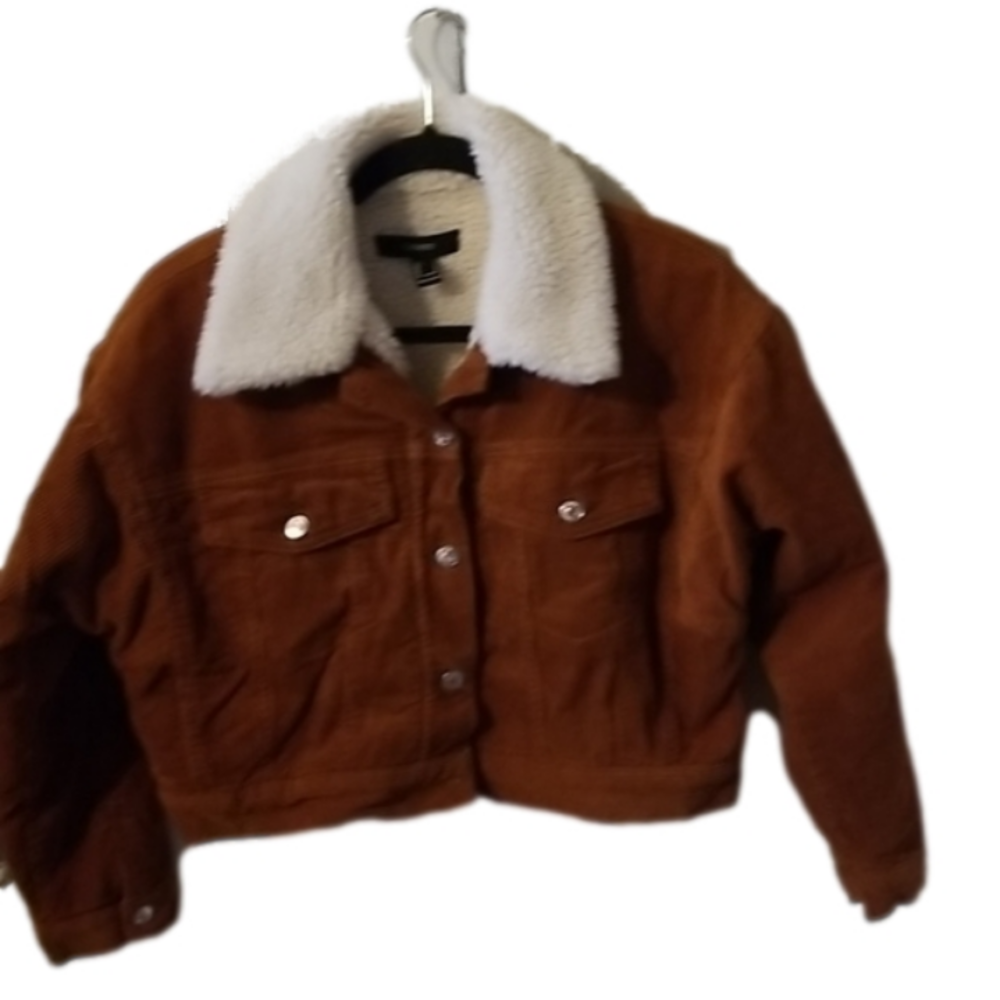 Brown Corduroy Fleece Button Jacket sz Sm